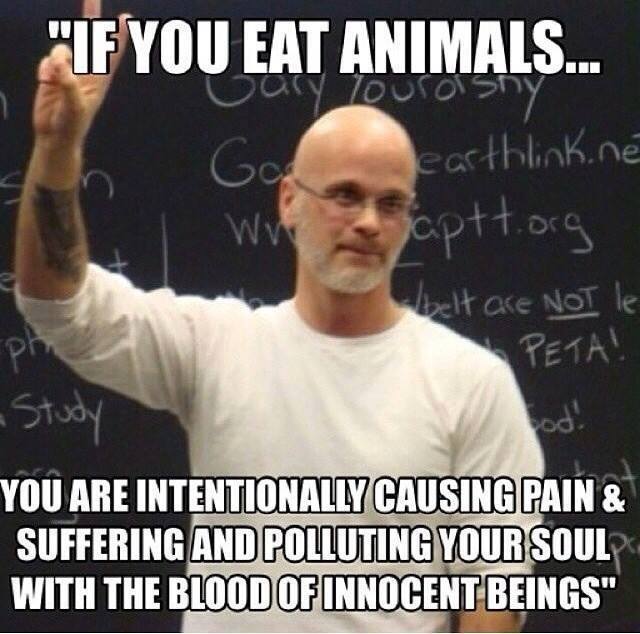 „Wenn Du Tiere isst, dann verursachst Du vorsätzlich Schmerz und Leid und Du verschmutzt Deine Seele mit dem Blut unschuldiger Wesen“ – Gary Yourofsky