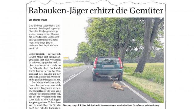 Seltsamer Staatsanwalt und seltsame Richterin (wahrscheinlich beide Jäger) verurteilen einen Zeitungsredakteur zu 1000 Euro Strafe, weil er über einen Lusttöter die Wahrheit geschrieben hatte: „Rabauken-Jäger“