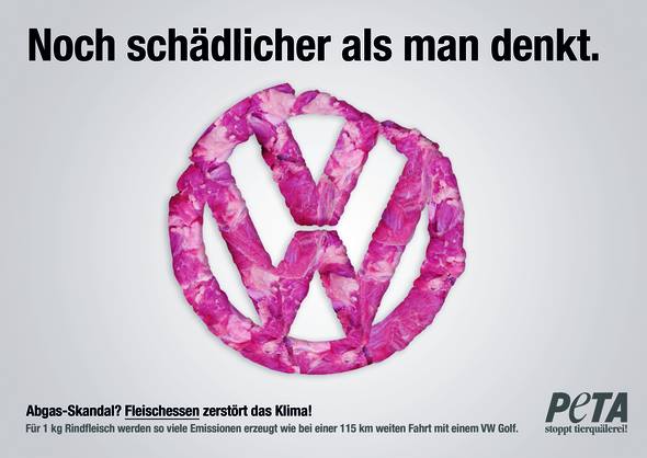 Im Vergleich zum Konsum von Fleisch und Milch sind die Auswirkungen der Abgase von VW sehr klein