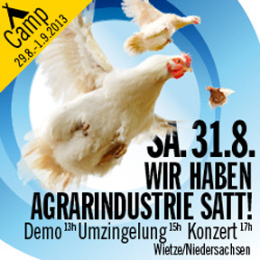 Norddeutschland trifft sich am 31.08. in Wietze an Europas größtem und allerüberflüssigsten Geflügelschlachthof mit 2,6 Millionen geschlachteten Tieren pro Woche!
