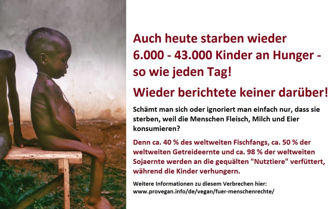 Auch heute starben wieder 6.000- 43.000 Kinder an Hunger – so wie jeden Tag! Wieder berichtete keiner darüber! Wie kann das sein?