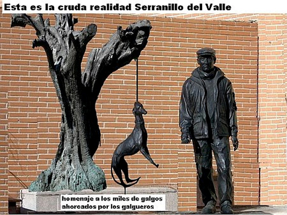 Denkmal in Serranillo del Valle zur Erinnerung an die etwa 150.000 Jagdhunde, die in Spanien jedes Jahr von Jägern auf bestialische Art „entsorgt“ werden