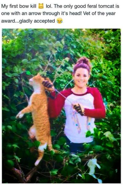 Sadistische Psychopathin schießt Pfeil in den Kopf von Nachbars Katze – Beruf der Mörderin: Tierärztin
